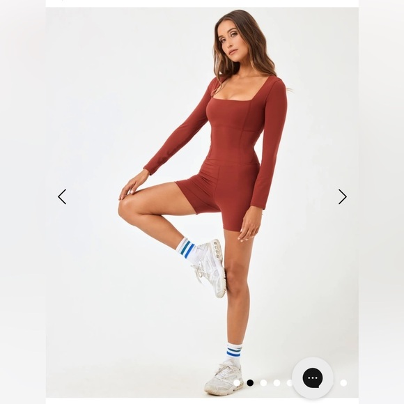 New L Space Alister Romper Umber Long Sleeve Athletic Yoga Gym Active Medium - Picture 4 of 16